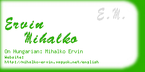 ervin mihalko business card